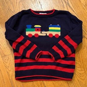 Florence Eiseman Navy and Red Train Sweater